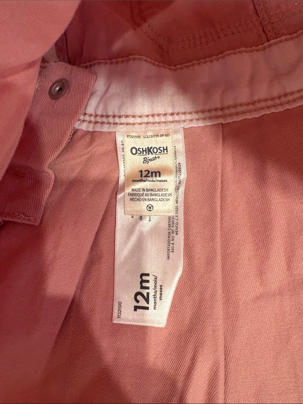 OshKosh B'gosh Rose Pink Pinafore Overall Dress 12 months